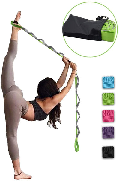 SANKUU Yoga Strap, Multi-Loop Strap, 12 Loops Yoga Stretch Strap, Nonelastic Stretch Strap for Physical Therapy, Pilates, Dance and Gymnastics with Carry Bag