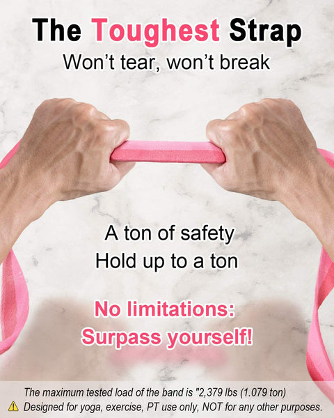 Tumaz Yoga Strap/Stretch Bands [15+ Colors, 6/8/10 Feet Options] with Extra Safe Adjustable D-Ring Buckle, Durable and Comfy Delicate Texture - Best for Daily Stretching, Physical Therapy, Fitness