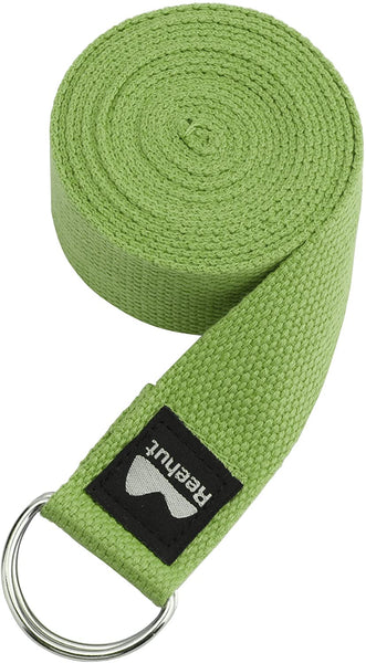 REEHUT Yoga Strap (6ft, 8ft, 10ft) w/Adjustable D-Ring Buckle - Durable Polyester Cotton Exercise Straps for Stretching, General Fitness, Flexibility and Physical Therapy